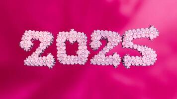 3d number 2025 inflatable pink texture animation video