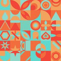 Geometric shapes in red, orange, and turquoise suitable for abstract backgrounds, graphic design projects, and modern art inspiration. vector