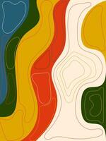A vibrant abstract artwork featuring fluid shapes in blue, green, yellow, orange, and cream. The dynamic composition and bold colors create a visually engaging piece. vector