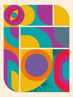 A vibrant and eye-catching abstract art piece featuring retro-inspired geometric shapes in bold colors. Perfect for adding a touch of vintage style to any design project vector