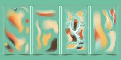 A set of four abstract compositions featuring vibrant gradient shapes. Perfect for modern and trendy design projects. vector