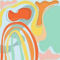 A vibrant and playful abstract composition featuring organic shapes and a rainbow arc. Perfect for modern and contemporary design projects. vector