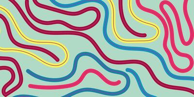 Abstract background with colorful curved lines on blue, perfect for graphic design projects, website backgrounds, and artistic presentations. Vibrant and modern. vector