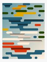 A vibrant abstract artwork featuring fluid shapes in blue, green, yellow, orange, and cream. The dynamic composition and bold colors create a visually engaging piece. vector