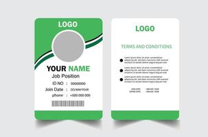 professional id card design template. Modern and clean business id card template. with green color. corporate modern business id card design template. Company employee id card template. vector