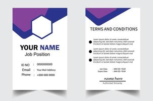 Modern and clean business id card template. professional id card design template with blue color. corporate modern business id card design template. Company employee id card template. vector