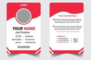professional id card design template. Modern and clean business id card template. with red color. corporate modern business id card design template. Company employee id card template. vector