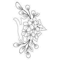 Doodle flower design for coloring page vector
