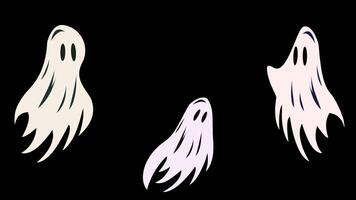trio of mischievous ghosts playfully float among the tall video