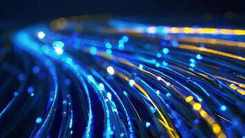 Vibrant streaks of blue and yellow light create a dynamic and colorful abstract background, ideal for technology and innovation themes. video
