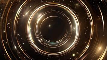 A mesmerizing circular design featuring golden rings and sparkling elements, ideal for backgrounds or digital art projects. video