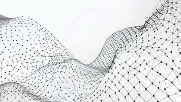 Abstract representation of flowing waves made of dots and lines, symbolizing digital technology and data visualization. video