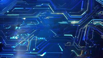 Vibrant blue circuit board background showcasing intricate electronic patterns and lines, perfect for technology themes. video