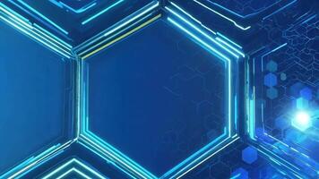Abstract blue geometric pattern with glowing hexagons, ideal for technology and science themes. video
