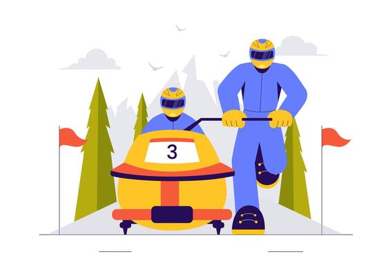 Competitive Bobsledding Art of an Athlete on Snow and Ice for Winter Sports