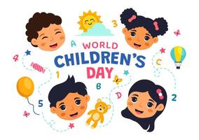 Flat Cartoon Background Illustration for World Childrens Day on November 20 Celebrating Childrens Rights vector