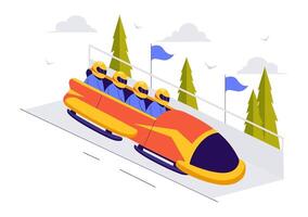 Illustration of a Bobsleigh Racer Sliding Down Snow and Ice for Winter Games vector