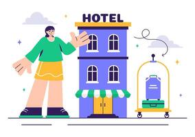 Cartoon Style Hotel Reviews with Rating System and User Satisfaction vector