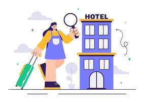 Customer Satisfaction with Hotel Services Rating in Flat Cartoon Style vector