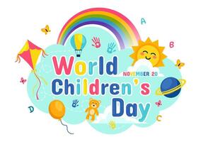 November 20 World Childrens Day Art with Colorful Elements Supporting Kids Rights in a Cartoon Background vector