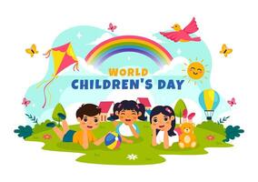 World Childrens Day Cartoon Style with Sweet Decorative Elements for Kids Rights Awareness vector