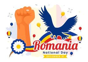 Romanian National Day with Proud Waving Flag for Great Union Holiday on December 1st vector