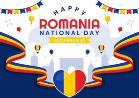 Celebrating Romania National Day on December 1st with Waving Flag in a Festive Background vector