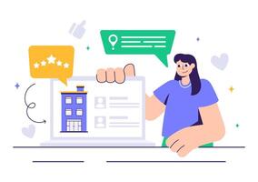Guest Satisfaction Illustration with Hotel Rating System in Flat Cartoon Style vector