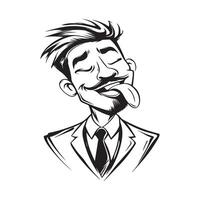 Man Sticking Tongue Out Stock Illustrations on white background vector