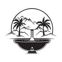 A water fountain in the middle of the desert stock image isolated on white background. vector