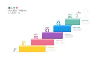 ladder Infographic 5 steps stairs to success growth template. Business process. illustration. vector