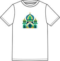 A white t - shirt with a colorful mosque on it vector