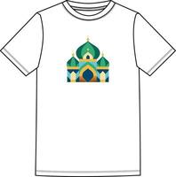 A white t - shirt with a green and blue dome on it vector