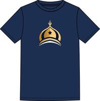 A navy t - shirt with a gold crown on it vector