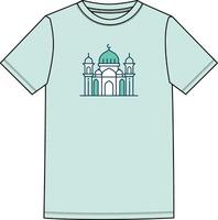 A t - shirt with a church in green and blue vector