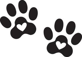 Heart and Paw Print in Fun Cartoon Style on White Background Great for Pet Art Lovers vector