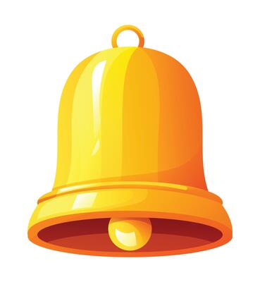 Golden bell cartoon illustration isolated on white background
