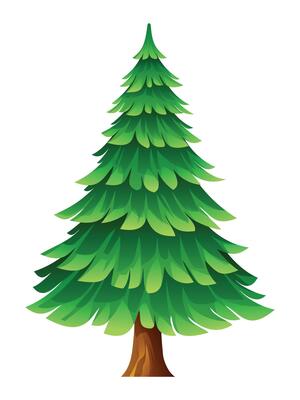 Pine tree cartoon illustration isolated on white background