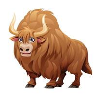 Cartoon yak illustration isolated on white background vector