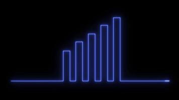 Blue color neon line business graph Progress icon animated on black background video