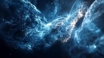 Blau Nebel im tief Raum ein atemberaubend kosmisch Landschaft von wirbelnd Gas und Staub, beleuchtet durch das Licht von entfernt Sterne video