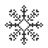 Pixel snowflake winter retro pixilated 8 bit game stamp. Holiday flake ornament. Simple crystal ornament. vector