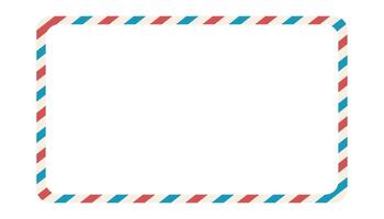 Airmail blank postcard template retro border envelope with stripes. Paper texture, vintage mail. Air post letter. Blank envelope vector