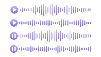 Sound wave or voice message waveform. Podcast, media record, radio signal. Decibel audio record icon isolated on white background. Equalizer line vector