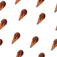 a seamless pattern with chocolate ice cream cones vector