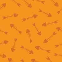 Fish seamless pattern on orange background. Fish fabric motif vector