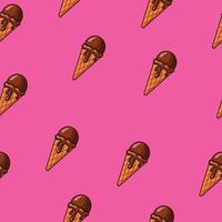 Seamless pattern with chocolate ice cream cones on a pink background vector