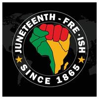 Juneteenth Free-ish Since 1865. Silhouette of a map of America with the colors of the pan-African flag. Juneteenth concept. Flat illustration. vector