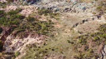 Footage Aerial view of Pink Cliffs Geological Reserve mining activity in the late 19th century the dramatic, colourful cliffs, Heathcote, Victoria, Australia. video