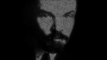 animação do Vladimir lenin com números rolando dentro a tela video